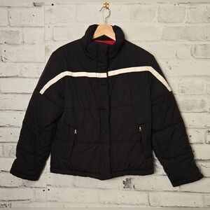 Vintage Esprit Cropped Puffer Jacket Black Y2K 90s Ski Style Women 6